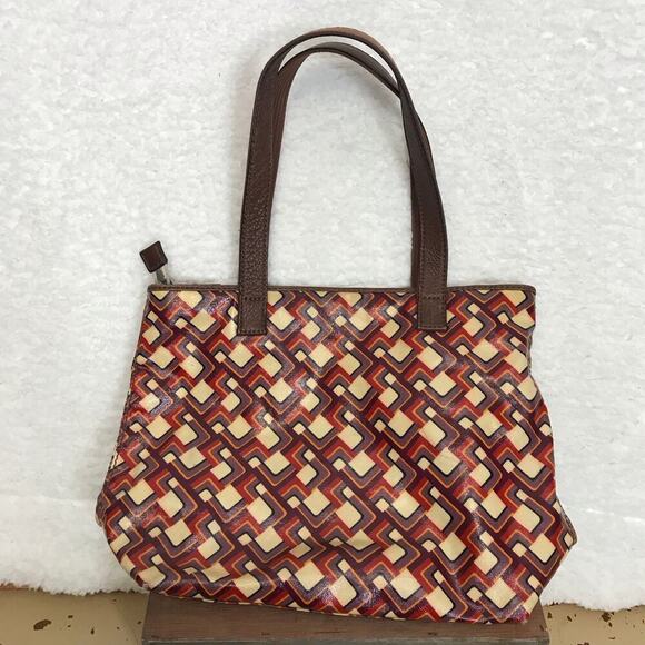 Fossil Red Shoulder Bag with Geometric Design - Picture 2 of 7
